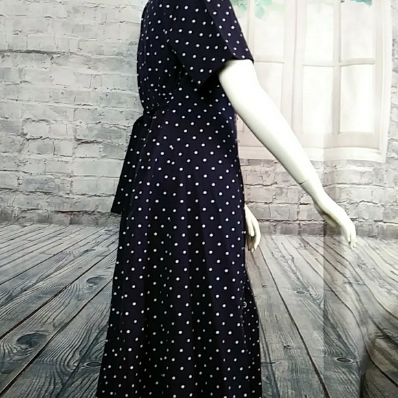 Sheri Martin New York. Navy polka dot dress Sz 16W - Picture 3 of 6